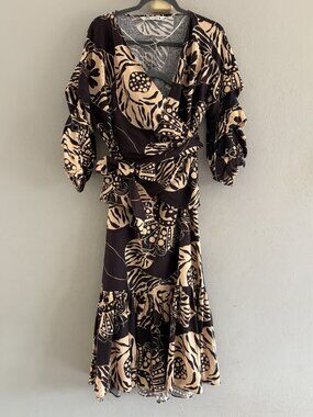 Zara Printed Linen Blend 2-Piece Set - Wrap Top & Maxi Skirt